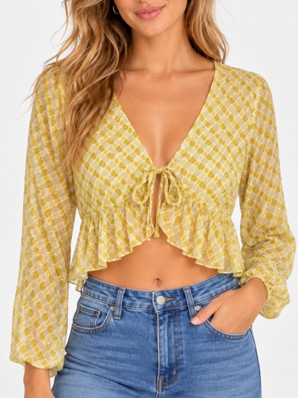 Wild Honey Tie Front Blouse NWT